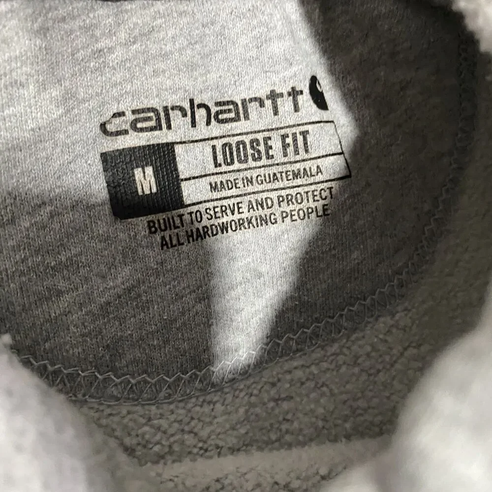 Carhartt Pull Over Hoodie Geay Mens Medium Loose Fit Utility Workwear - Picture 2 of 6